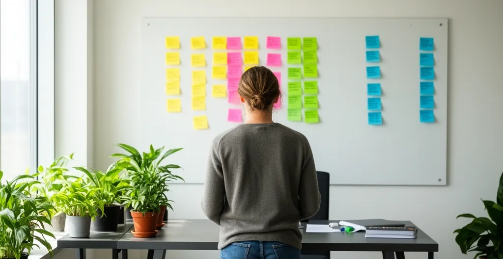 Organisation des étapes d'une vente immobilière sur tableau de planification