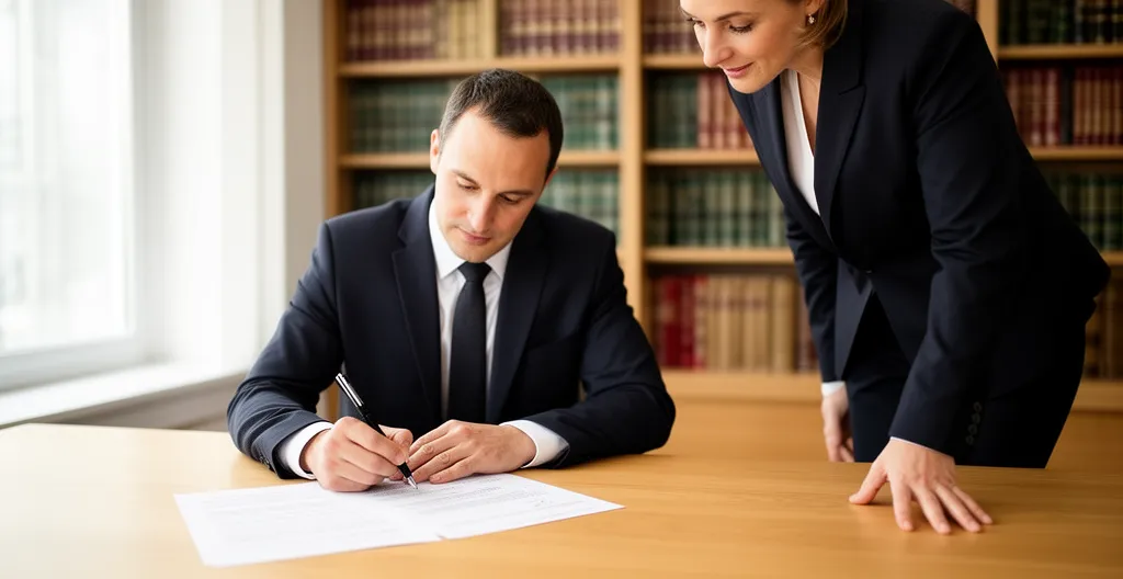 Moment de signature chez le notaire lors d'une vente immobilière